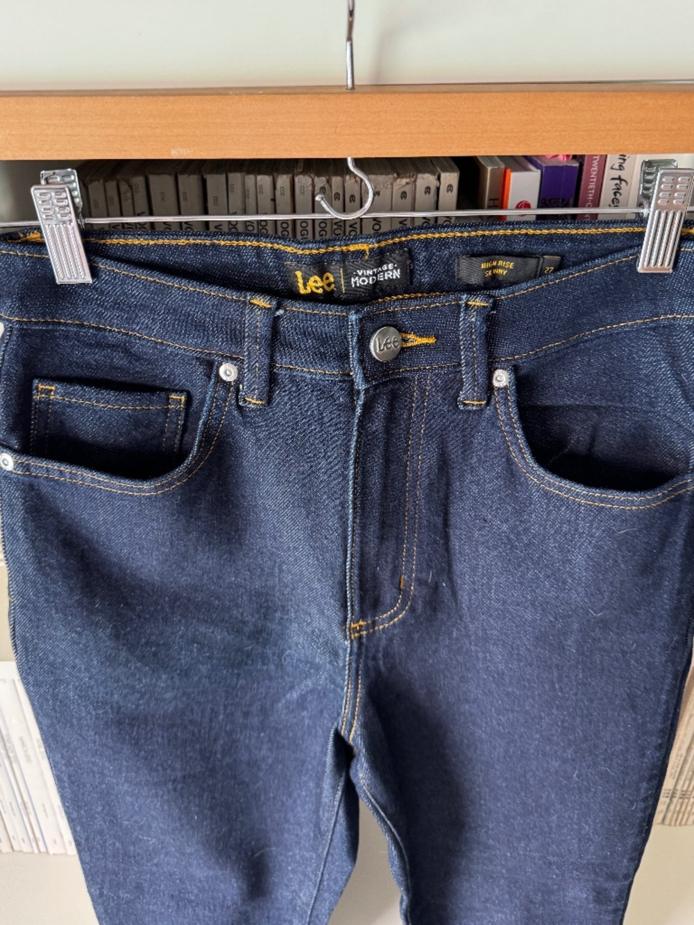 Lee Vintage Modern high-rise skinny jeans dark wash raw denim NWOT stretch retro